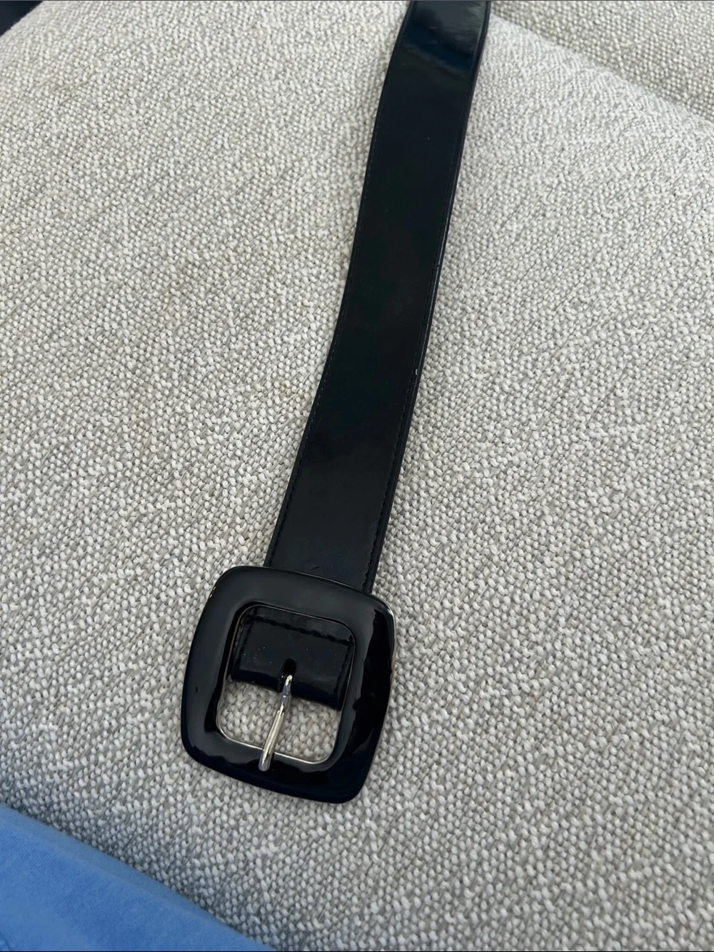 Woman’s  Black Patent Leather Belt with Square Buckle